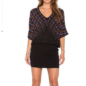 Trina Turk Brandais Black Sweater Mini Dress L